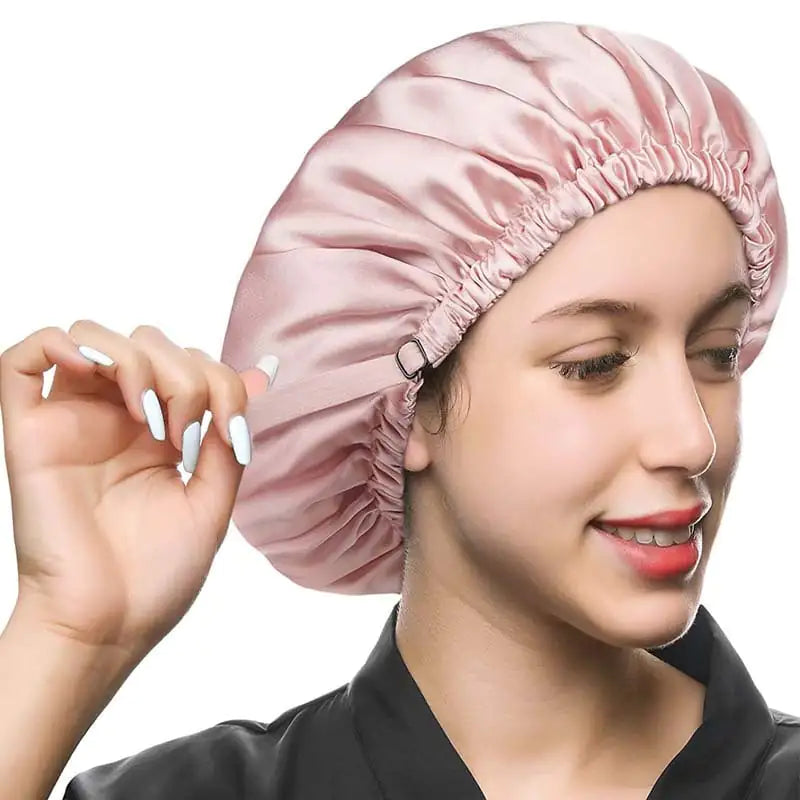 Double Layer Silk Adjustable Shower Cap