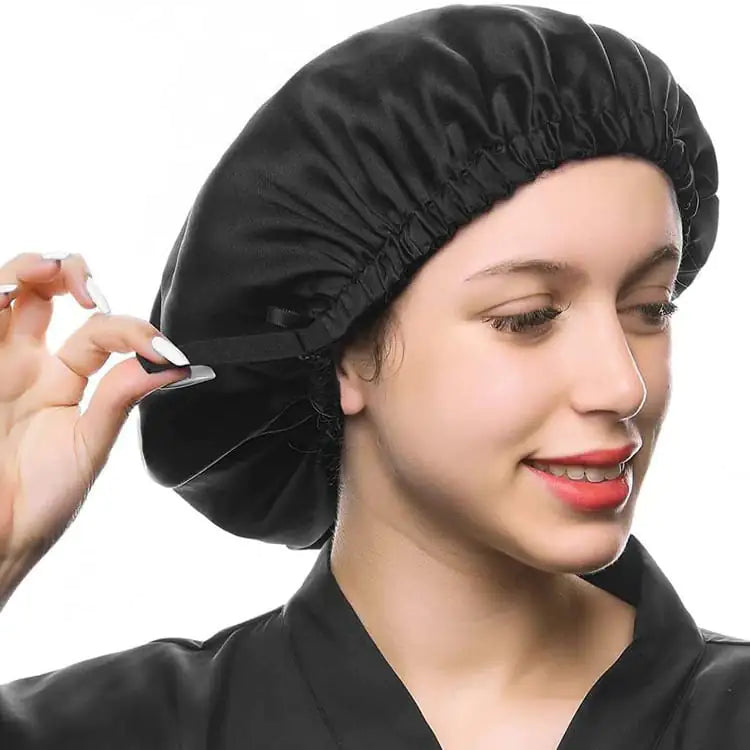Double Layer Silk Adjustable Shower Cap