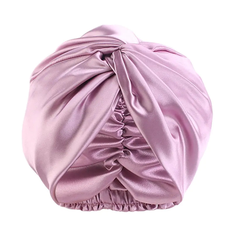 Double Layer Imitation Silk Nightcap with Twist Design
