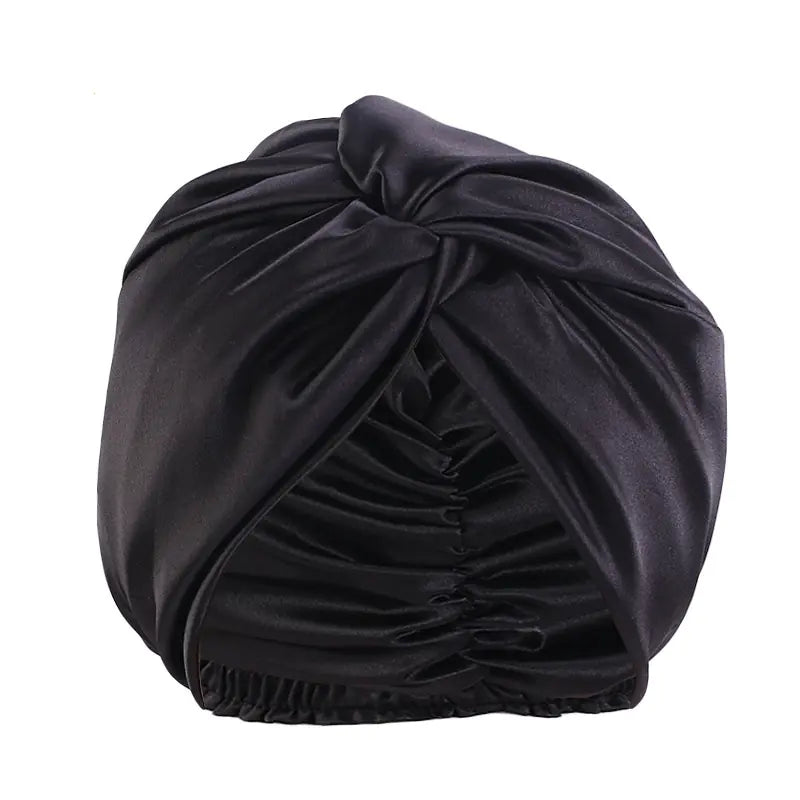 Double Layer Imitation Silk Nightcap with Twist Design