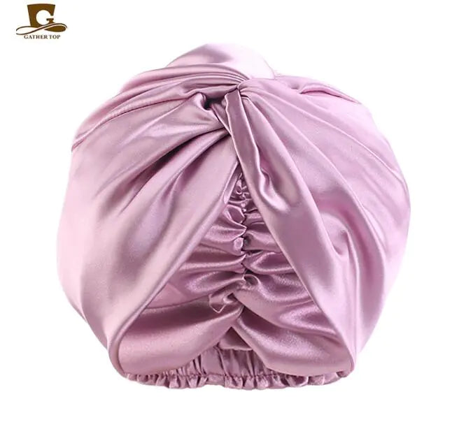 Double Layer Imitation Silk Nightcap with Twist Design