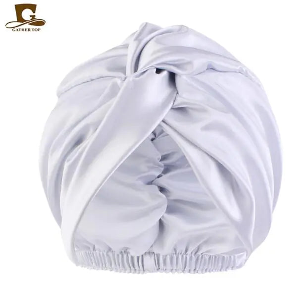 Double Layer Imitation Silk Nightcap with Twist Design