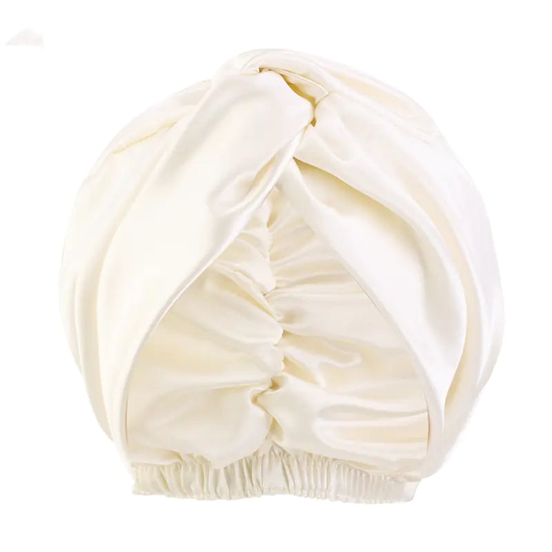 Double Layer Imitation Silk Nightcap with Twist Design