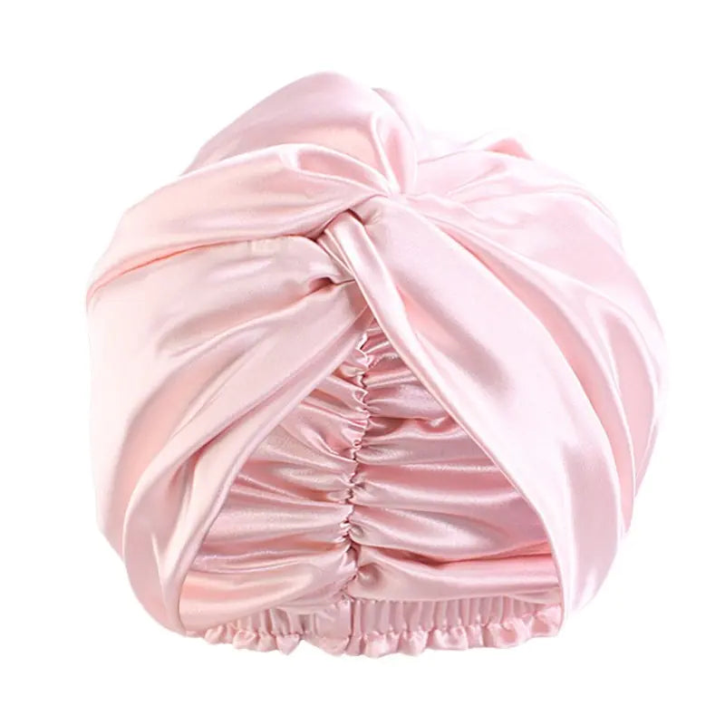 Double Layer Imitation Silk Nightcap with Twist Design