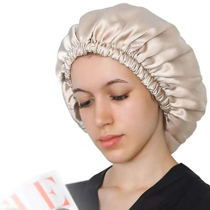 Double Layer Silk Adjustable Shower Cap