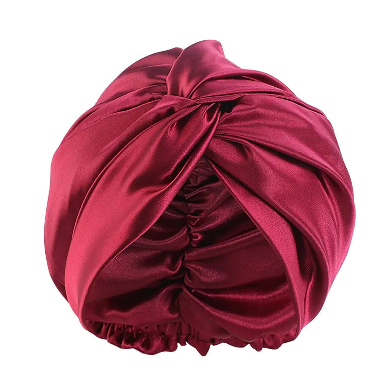Double Layer Imitation Silk Nightcap with Twist Design